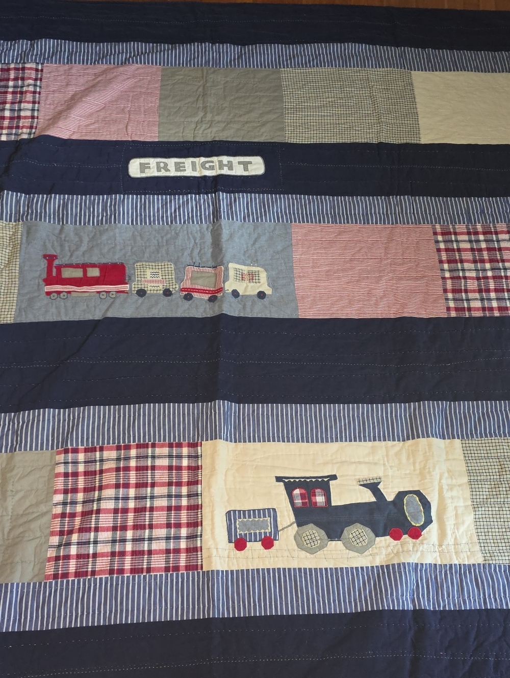 Pottery Barn Kids Patchwork Frieght Train Bedding Full